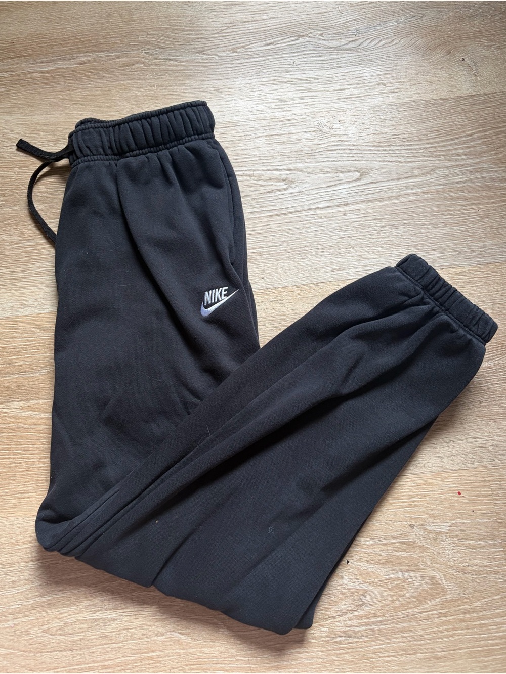Nike Black Fleece Joggers with White Logo